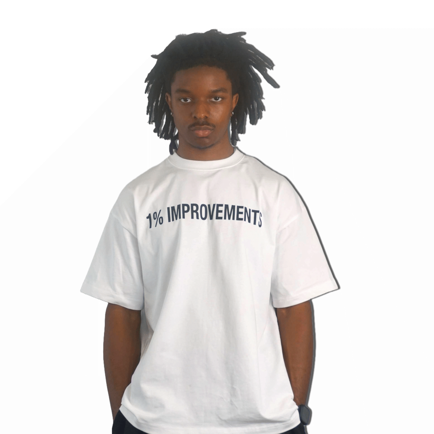 1% Improvements Drop Sleeve Tee - White