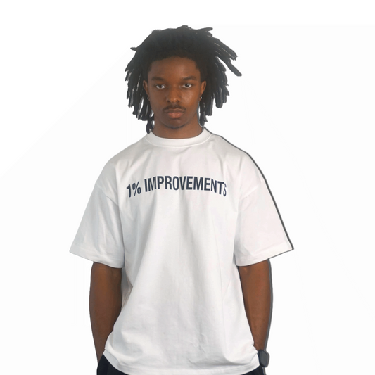 1% Improvements Drop Sleeve Tee - White